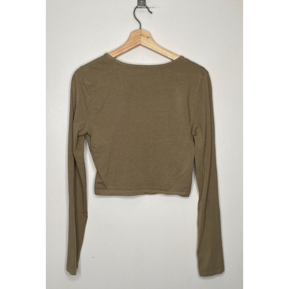 Victorias Secret PINK Crop Top – Size M – Beige – Cotton Blend – Crossover Front - Picture 2 of 7